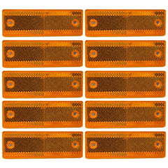 10x Red Amber White Class A 150mmx50mm (6"x2") Rectangular Reflector Screw Mount Trailers Trucks Automobiles Mail Box Boat SUV RV Industrial Driveway Safety Parking Visiblity