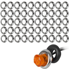 All Star Truck Parts 3/4" Round Stainless Steel Trim Ring Bezel For 0.75" Diameter Accent Marker Lights Front Rear Clearance LED Lights, Fits over Rubber Grommet Chrome Style