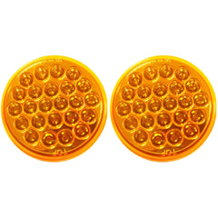 4" Round Amber LED Trailer Tail Light 24 LED Stop Turn Signal Brake Marker Running Lights w/ 3 Wire Pigtail Plug Trucks Trailer RV Boat Dump Truck Camper IP67 Waterproof DOT Certified 12V