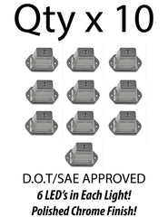 4"x2" Heavy Duty Surface-Mount 6 LED Trailer License Plate Lights DOT/SAE L FMVSS Certified IP67 Waterproof Rated Ultra-Durable License Tags Trailers RV Trucks Boat SUV Black Chrome Housing 12V