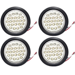 4" Round Amber LED Trailer Tail Light 24 LED Stop Turn Signal Brake Marker Running Lights w/ 3 Wire Pigtail Plug Trucks Trailer RV Boat Dump Truck Camper IP67 Waterproof DOT Certified 12V
