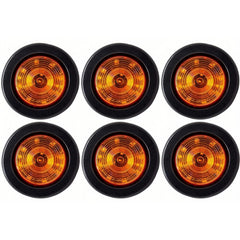 2.5" Red/Amber 12 Led Round Side Marker Clearance Lights Grommet Flush Mount, Sealed Truck Trailer with Reflex Lens, IP67 Waterproof- Super Bright DOT SAE P2 FMVSS 180