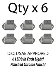 4"x2" Heavy Duty Surface-Mount 6 LED Trailer License Plate Lights DOT/SAE L FMVSS Certified IP67 Waterproof Rated Ultra-Durable License Tags Trailers RV Trucks Boat SUV Black Chrome Housing 12V
