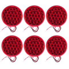 4" Round Amber LED Trailer Tail Light 24 LED Stop Turn Signal Brake Marker Running Lights w/ 3 Wire Pigtail Plug Trucks Trailer RV Boat Dump Truck Camper IP67 Waterproof DOT Certified 12V