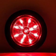 2.5" Red/Amber 12 Led Round Side Marker Clearance Lights Grommet Flush Mount, Sealed Truck Trailer with Reflex Lens, IP67 Waterproof- Super Bright DOT SAE P2 FMVSS 180