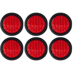 4" Round Amber LED Trailer Tail Light 24 LED Stop Turn Signal Brake Marker Running Lights w/ 3 Wire Pigtail Plug Trucks Trailer RV Boat Dump Truck Camper IP67 Waterproof DOT Certified 12V