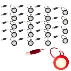 3/4" inch Amber/Red/White 3 LED Side Marker Clearance Light with Plug Black Ring Sealed Mini Round 3/4" Indicators Grill Lights Truck Trailer Car Bus Pickup Van Caravan Boat 12V