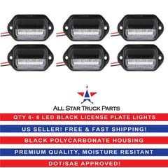 Trailer 6 LED License Plate Lights DOT FMVSS 108 SAE L Chrome/Black Surface Mount Waterproof 12V DC Courtesy Step License Plate Tag Light for UTV ATV Trailer Truck RV Boat 2.6"x1.3"