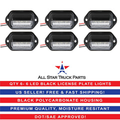 Trailer 6 LED License Plate Lights DOT FMVSS 108 SAE L Chrome/Black Surface Mount Waterproof 12V DC Courtesy Step License Plate Tag Light for UTV ATV Trailer Truck RV Boat 2.6"x1.3"