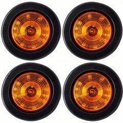 2.5" Red/Amber 12 Led Round Side Marker Clearance Lights Grommet Flush Mount, Sealed Truck Trailer with Reflex Lens, IP67 Waterproof- Super Bright DOT SAE P2 FMVSS 180