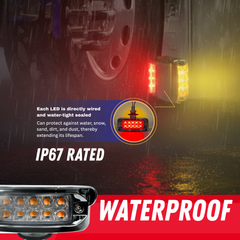 2x High Low Function Amber/Red 20 LED Marker Lights Turn Signal w/Horizontal Visor, Double Face Chrome Pedestal Lights T-Mount, Bumper Lights Replacement for Peterbilt/Kenworth/Freightliner Trucks 12V