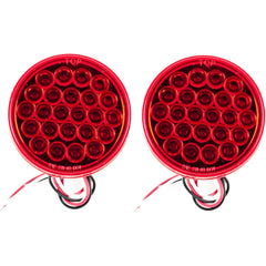 4" Round Amber LED Trailer Tail Light 24 LED Stop Turn Signal Brake Marker Running Lights w/ 3 Wire Pigtail Plug Trucks Trailer RV Boat Dump Truck Camper IP67 Waterproof DOT Certified 12V