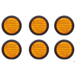 4" Round Amber LED Trailer Tail Light 24 LED Stop Turn Signal Brake Marker Running Lights w/ 3 Wire Pigtail Plug Trucks Trailer RV Boat Dump Truck Camper IP67 Waterproof DOT Certified 12V