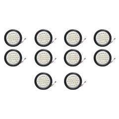 4" Round Amber LED Trailer Tail Light 24 LED Stop Turn Signal Brake Marker Running Lights w/ 3 Wire Pigtail Plug Trucks Trailer RV Boat Dump Truck Camper IP67 Waterproof DOT Certified 12V