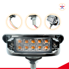 2x High Low Function Amber/Red 20 LED Marker Lights Turn Signal w/Horizontal Visor, Double Face Chrome Pedestal Lights T-Mount, Bumper Lights Replacement for Peterbilt/Kenworth/Freightliner Trucks 12V