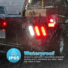 Red/White 6" Oval 24 LED Trailer Stop Turn Tail Reverse Backup Parking Brake Indicator Light Kit DOT Certified With Grommets & Plugs IP67 Waterproof Headache Rack Backrack