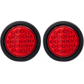 4" Round Amber LED Trailer Tail Light 24 LED Stop Turn Signal Brake Marker Running Lights w/ 3 Wire Pigtail Plug Trucks Trailer RV Boat Dump Truck Camper IP67 Waterproof DOT Certified 12V