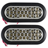 Red/White 6" Oval 24 LED Trailer Stop Turn Tail Reverse Backup Parking Brake Indicator Light Kit DOT Certified With Grommets & Plugs IP67 Waterproof Headache Rack Backrack