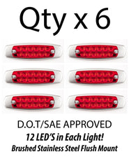 6.2" LED Marker Clearance Light 12 LED Amber/Red Trailer Lights Surface Mount Sealed 6-1/5" Amber/Red Rectangular Spyder Fish Shape Marker & Clearance Lights Stainless Steel Rim Bezel 12V