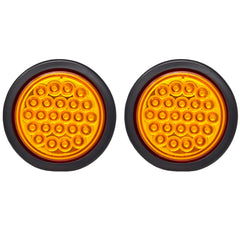4" Round Amber LED Trailer Tail Light 24 LED Stop Turn Signal Brake Marker Running Lights w/ 3 Wire Pigtail Plug Trucks Trailer RV Boat Dump Truck Camper IP67 Waterproof DOT Certified 12V