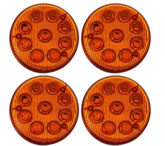 3-1/7" Round LED Light Chrome Side Marker Clearance S/T/T 3 Wire Design 2 Screw Surface Mount 9 LEDs Chrome Base IP 67 for Trailers - Red/Amber