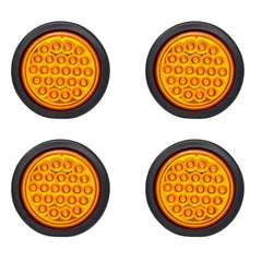 4" Round Amber LED Trailer Tail Light 24 LED Stop Turn Signal Brake Marker Running Lights w/ 3 Wire Pigtail Plug Trucks Trailer RV Boat Dump Truck Camper IP67 Waterproof DOT Certified 12V