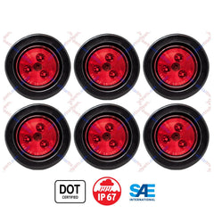 Red/Amber 2" Round Trailer 3 LED Clearance Side Marker Lights DOT FMVSS 108 SAE P2 Reflector Lens Grommet+Plug Flush-Mount Waterproof IP67 Marker Clearance Lights Trailer Truck