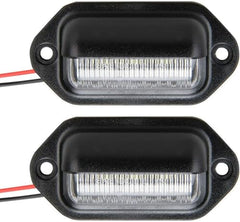 Trailer 6 LED License Plate Lights DOT FMVSS 108 SAE L Chrome/Black Surface Mount Waterproof 12V DC Courtesy Step License Plate Tag Light for UTV ATV Trailer Truck RV Boat 2.6"x1.3"