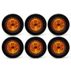 Red/Amber 2" Round Trailer 3 LED Clearance Side Marker Lights DOT FMVSS 108 SAE P2 Reflector Lens Grommet+Plug Flush-Mount Waterproof IP67 Marker Clearance Lights Trailer Truck