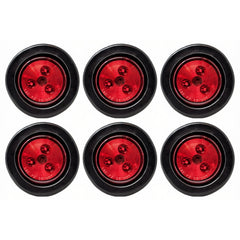 Red/Amber 2" Round Trailer 3 LED Clearance Side Marker Lights DOT FMVSS 108 SAE P2 Reflector Lens Grommet+Plug Flush-Mount Waterproof IP67 Marker Clearance Lights Trailer Truck