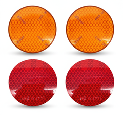 3" Inch Round DOT-SAE Amber/Red/White High Visibility Reflective Stick-On Prism Reflector | Strong Adhesive/Weatherproof | Trailer Camper RV Flatbed Fender Property Boat Marine