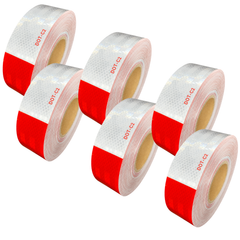 2" x150' roll DOT-C2 Premium Reflective Safety Red and White Conspicuity Tape Truck Trailer Boat Horse Trailer Diamond Pattern Long Lasting Waterproof Material, Super Strong Adhesive! 6" Red 6" White