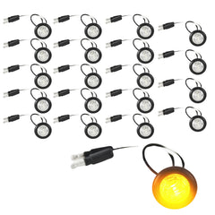 3/4" inch Amber/Red/White 3 LED Side Marker Clearance Light with Plug Black Ring Sealed Mini Round 3/4" Indicators Grill Lights Truck Trailer Car Bus Pickup Van Caravan Boat 12V