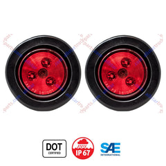 Red/Amber 2" Round Trailer 3 LED Clearance Side Marker Lights DOT FMVSS 108 SAE P2 Reflector Lens Grommet+Plug Flush-Mount Waterproof IP67 Marker Clearance Lights Trailer Truck
