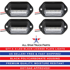 Trailer 6 LED License Plate Lights DOT FMVSS 108 SAE L Chrome/Black Surface Mount Waterproof 12V DC Courtesy Step License Plate Tag Light for UTV ATV Trailer Truck RV Boat 2.6"x1.3"