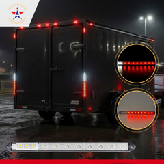 2PC 13.5" LED Identification Light Bar Dual Function - Stop, Tail, Turn, & Back-Up Light - 8 Red/6 White LEDs, Super Bright, Weatherproof IP67, DOT FMVSS Compliant Trailers RVs Campers, 12V