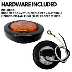 Red/Amber 2" Round Trailer 3 LED Clearance Side Marker Lights DOT FMVSS 108 SAE P2 Reflector Lens Grommet+Plug Flush-Mount Waterproof IP67 Marker Clearance Lights Trailer Truck