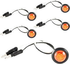 3/4" inch Amber/Red/White 3 LED Side Marker Clearance Light with Plug Black Ring Sealed Mini Round 3/4" Indicators Grill Lights Truck Trailer Car Bus Pickup Van Caravan Boat 12V