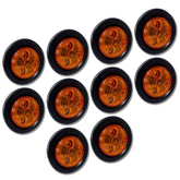 Red/Amber 2" Round Trailer 3 LED Clearance Side Marker Lights DOT FMVSS 108 SAE P2 Reflector Lens Grommet+Plug Flush-Mount Waterproof IP67 Marker Clearance Lights Trailer Truck