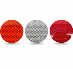 3" Inch Round DOT-SAE Amber/Red/White High Visibility Reflective Stick-On Prism Reflector | Strong Adhesive/Weatherproof | Trailer Camper RV Flatbed Fender Property Boat Marine