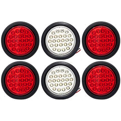 4" Round Amber LED Trailer Tail Light 24 LED Stop Turn Signal Brake Marker Running Lights w/ 3 Wire Pigtail Plug Trucks Trailer RV Boat Dump Truck Camper IP67 Waterproof DOT Certified 12V