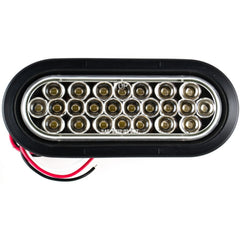 Red/White 6" Oval 24 LED Trailer Stop Turn Tail Reverse Backup Parking Brake Indicator Light Kit DOT Certified With Grommets & Plugs IP67 Waterproof Headache Rack Backrack