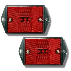 Square Red/Amber 3-LED Marker Light Reflectorized Lens Surface Mount, 2-4/5" Rectangular Truck Trailer Towing Led Light Side Reflector Reflex Accessories