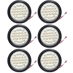 4" Round Amber LED Trailer Tail Light 24 LED Stop Turn Signal Brake Marker Running Lights w/ 3 Wire Pigtail Plug Trucks Trailer RV Boat Dump Truck Camper IP67 Waterproof DOT Certified 12V
