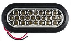 Red/White 6" Oval 24 LED Trailer Stop Turn Tail Reverse Backup Parking Brake Indicator Light Kit DOT Certified With Grommets & Plugs IP67 Waterproof Headache Rack Backrack