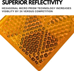 3-1/8" Rectangular Amber/Red Stick On Reflector - Trailers, Trucks, Automobiles, Mail Boxes, Boats, SUV's, RV's, Industrial Strong Adhesive DOT/SAE Approved