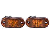 Red/Amber 2.5" 2 Diode Oval LED Trailer Truck Clearance Light Side Marker Light, Surface Mount Little Boat Marine Led Lights RV Camper Accessories