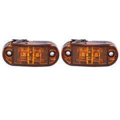Red/Amber 2.5" 2 Diode Oval LED Trailer Truck Clearance Light Side Marker Light, Surface Mount Little Boat Marine Led Lights RV Camper Accessories