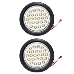 4" Round Amber LED Trailer Tail Light 24 LED Stop Turn Signal Brake Marker Running Lights w/ 3 Wire Pigtail Plug Trucks Trailer RV Boat Dump Truck Camper IP67 Waterproof DOT Certified 12V