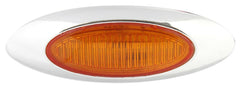 4-1/8" Amber/Red Led Side Marker Lights 4 LED Chrome Surface Mount with Bullet Plugs Waterproof Peterbilt Kenworth Freightliner Volvo Led Cab Panel Marker Lights Lites Sealed